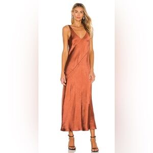 REVOLVE Copper Satin Maxi Dress
